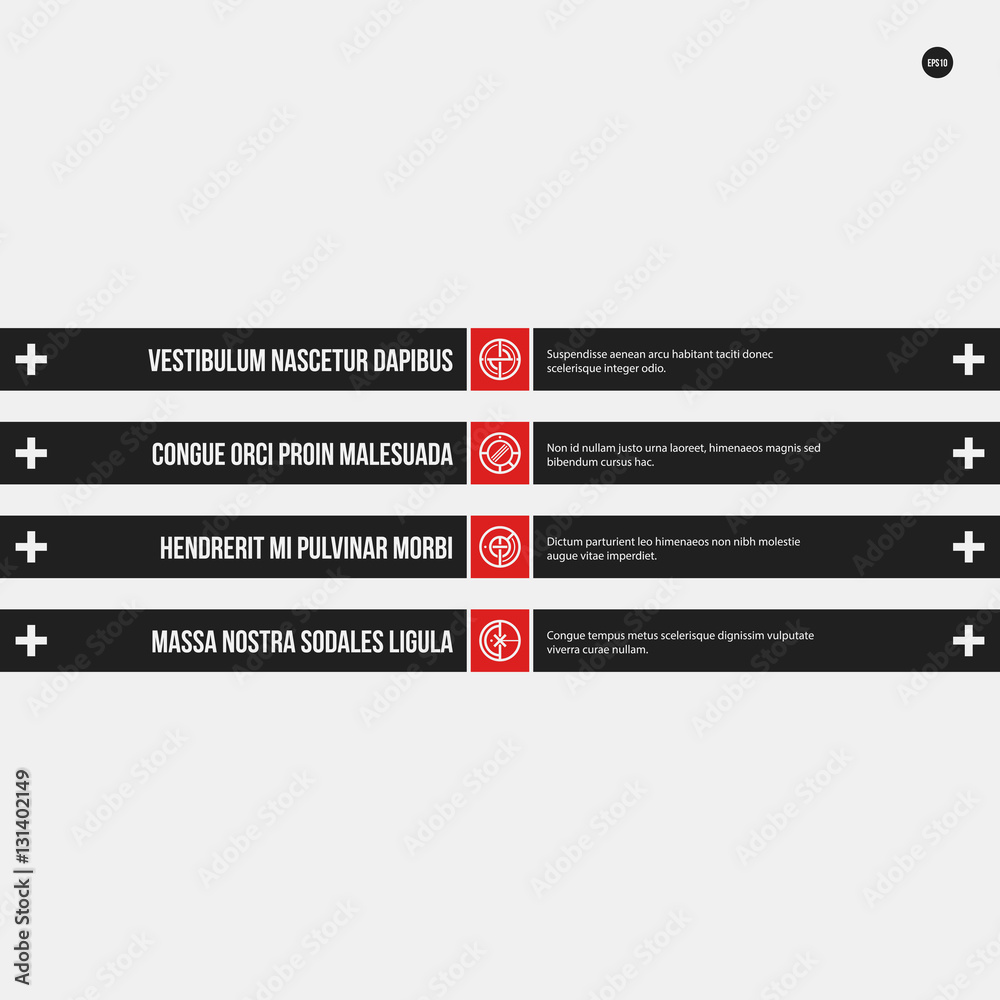 Fototapeta premium Monochrome menu template in strict style. Useful for presentations and web design.