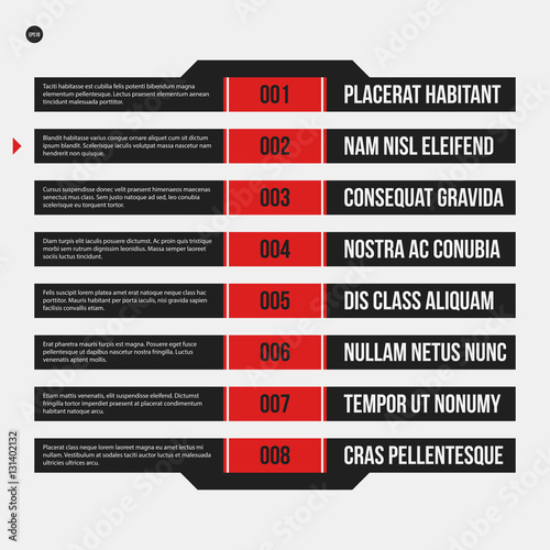 Monochrome menu template in strict style. Useful for presentations and web design.