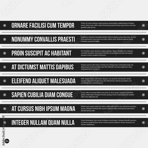 Monochrome menu template in strict style. Useful for presentations and web design.