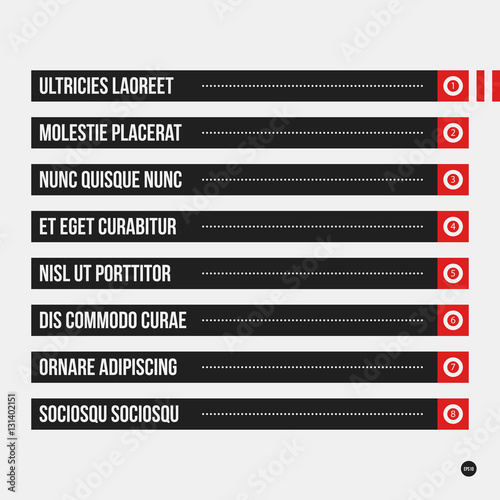 Monochrome menu template in strict style. Useful for presentations and web design.