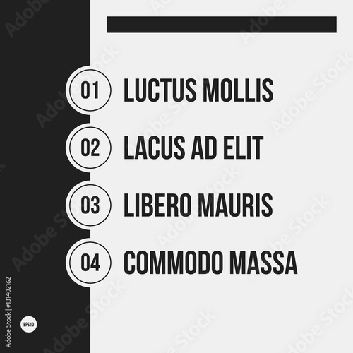 Monochrome menu template in strict style. Useful for presentations and web design.