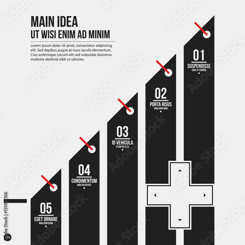 Monochrome vector chart template in strict style. Useful for presentations and web design.