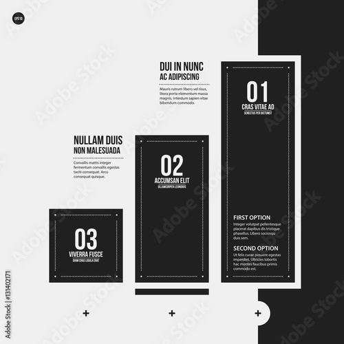 Monochrome vector chart template in strict style. Useful for presentations and web design.