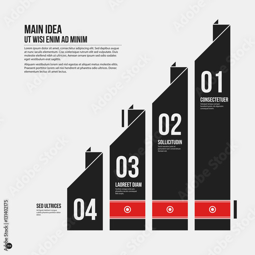 Monochrome vector chart template in strict style. Useful for presentations and web design.