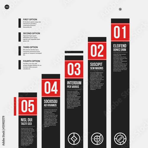 Monochrome vector chart template in strict style. Useful for presentations and web design.