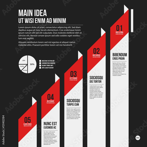 Monochrome vector chart template in strict style. Useful for presentations and web design.