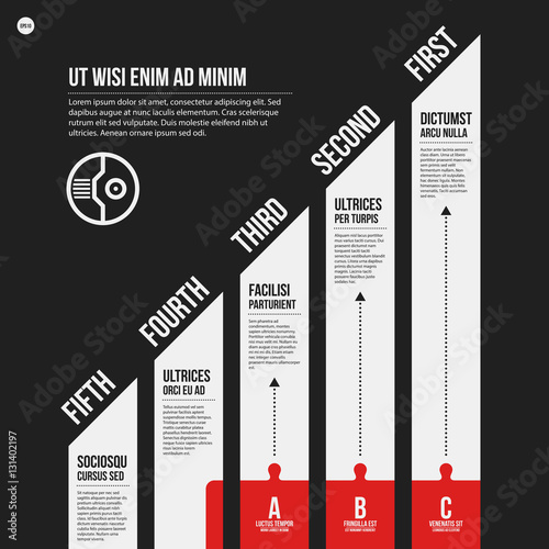 Monochrome vector chart template in strict style. Useful for presentations and web design.