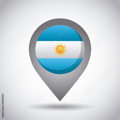 argentina country flag pin icon over white background. colorful design. vector illustration