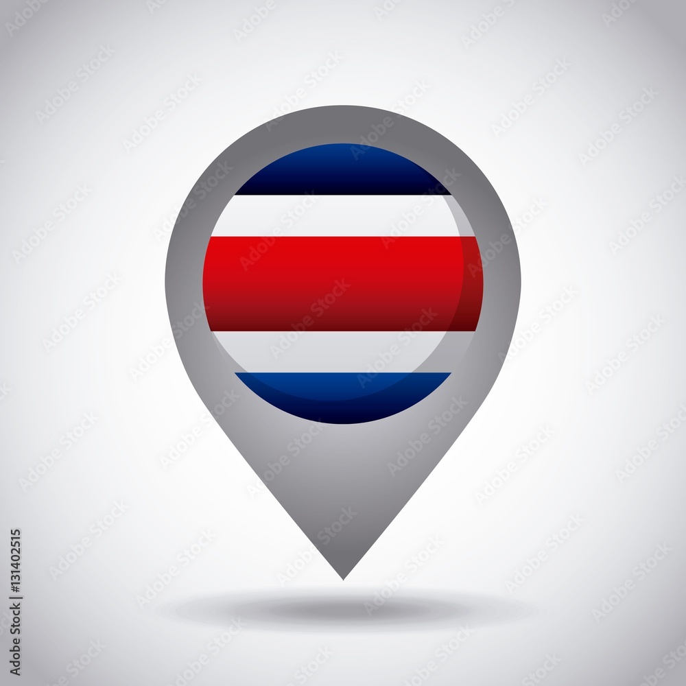 costa rica country flag pin icon over white background. colorful design. vector illustration costa rica country flag pin icon over white background. colorful design. vector illustration