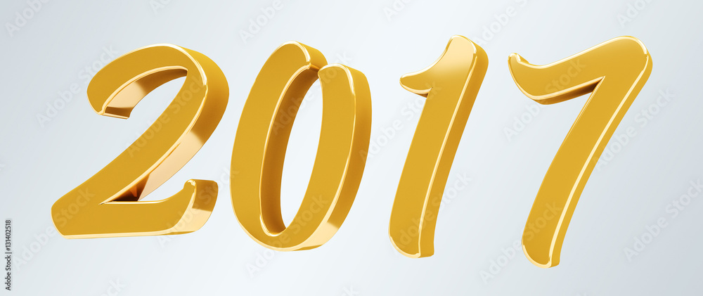 3D rendering gold 2017 new year eve illustration 3D rendering gold 2017 new year eve illustration