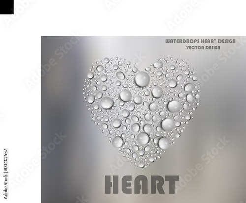 Heart Shape Water Drops on Frosted Glass
