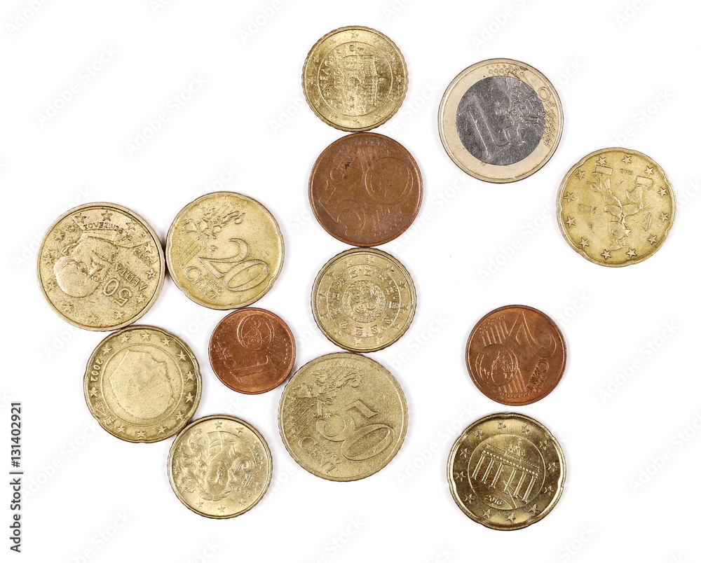 Euro coins isolated on white Euro coins isolated on white