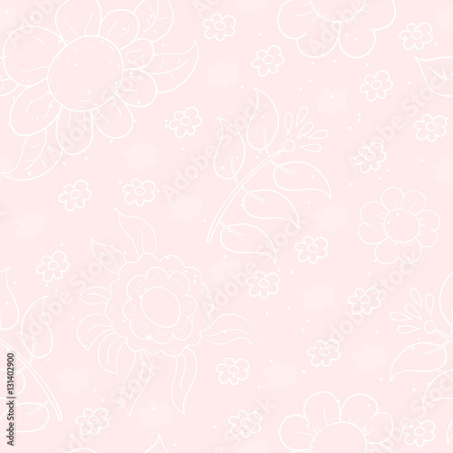 Seamless pattern with cute multicolored flowers. vector background