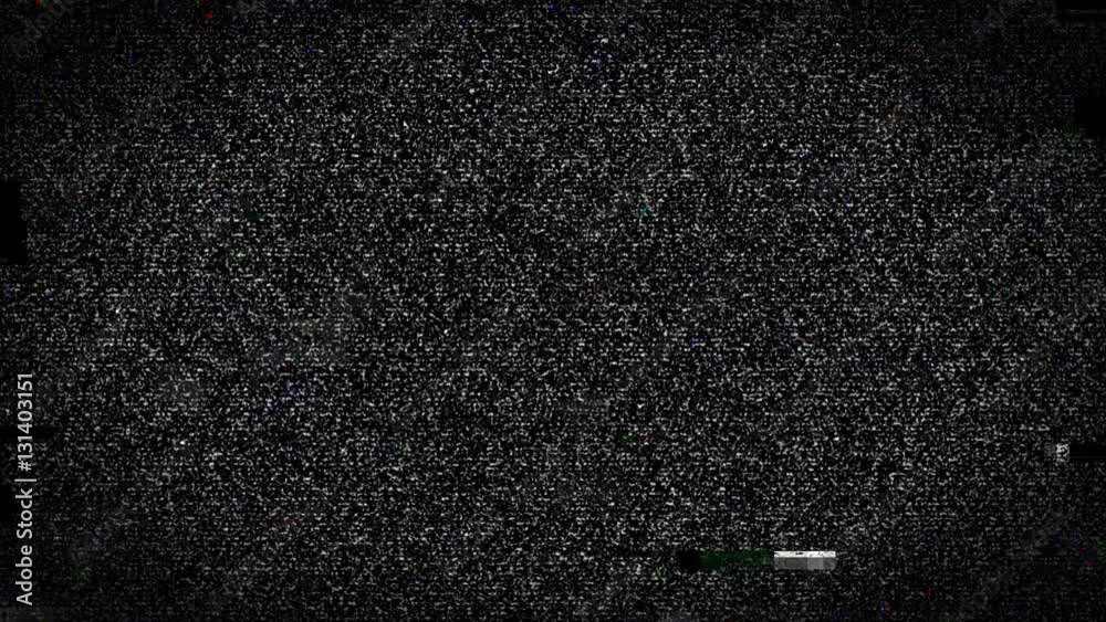 TV static noise and digital damage on television broadcasting signal as abstract technology background