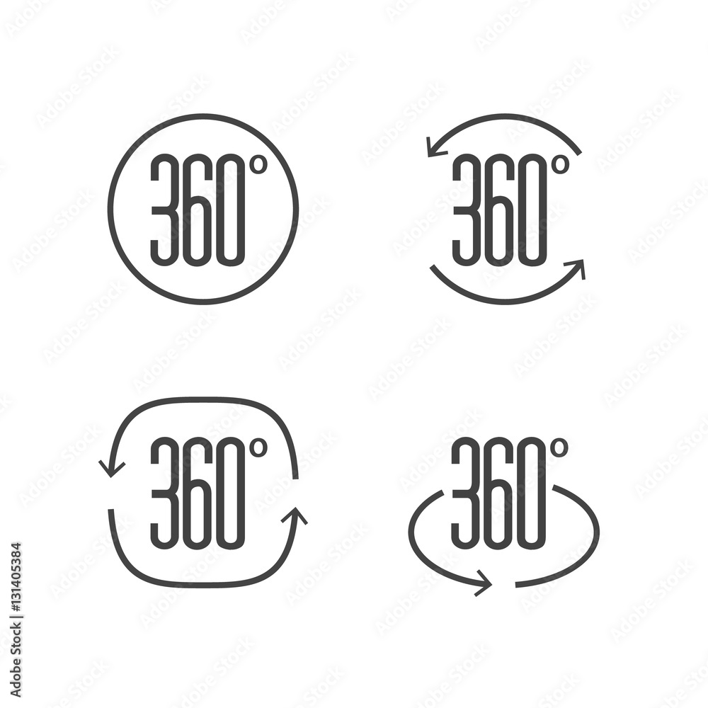 360 degrees view sign icon design. Vector symbol of rotation virtual 3d 360 degrees view sign icon design. Vector symbol of rotation virtual 3d