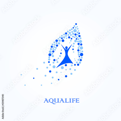 Aqua Life, Water Logo, Healthy Lifestyle Logo, Water is Health of Bubbles