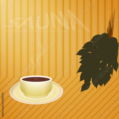Sauna. Spa. hot tea. bath broom