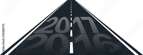 isolated road with inscription of 2017 year