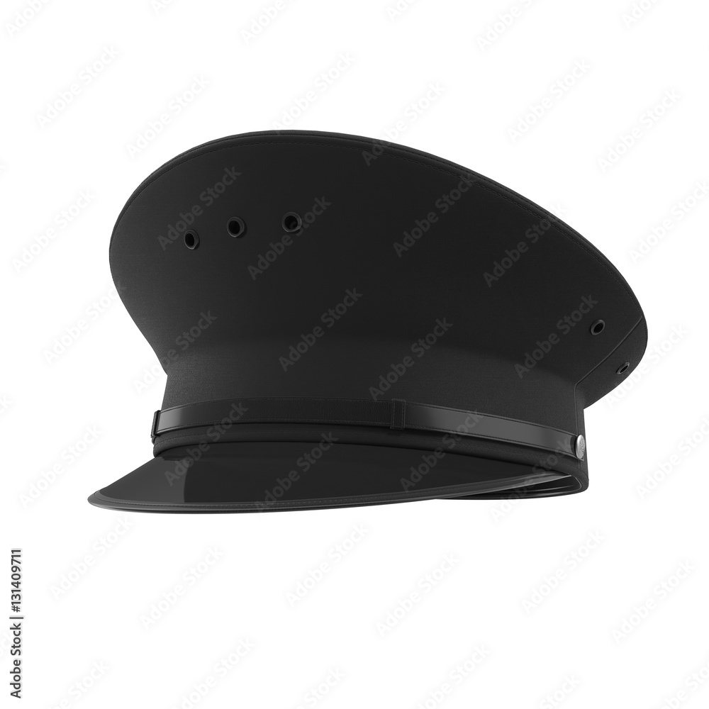 police flat cap isolated on white. 3D illustration Stock Illustration