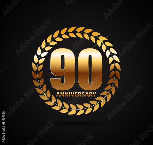 Template Logo 90 Years Anniversary Vector Illustration