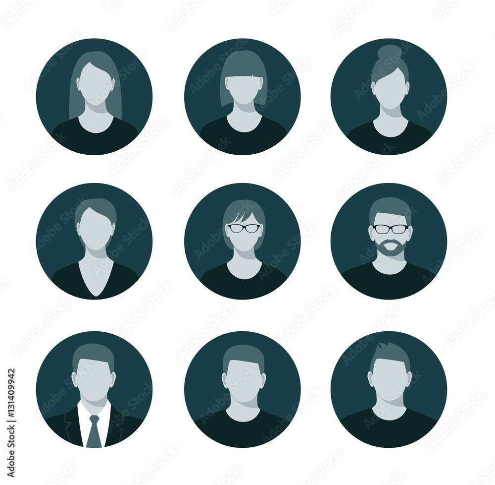 Avatar profile icon set including male and female. Stock Vector | Adobe ...