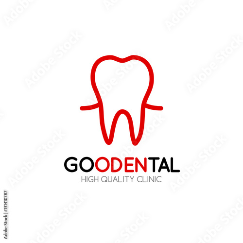 Healthy tooth Logo design vector template in linear style.
Logotype for Dental clinic. Dental medicine concept