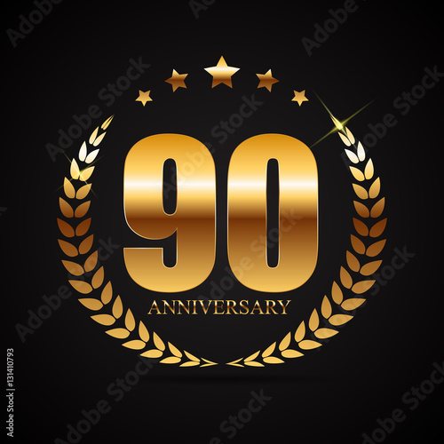 Template Logo 90 Years Anniversary Vector Illustration