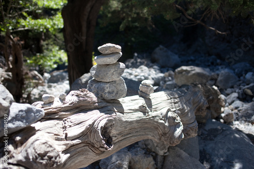 Cairn on the stone in the woods