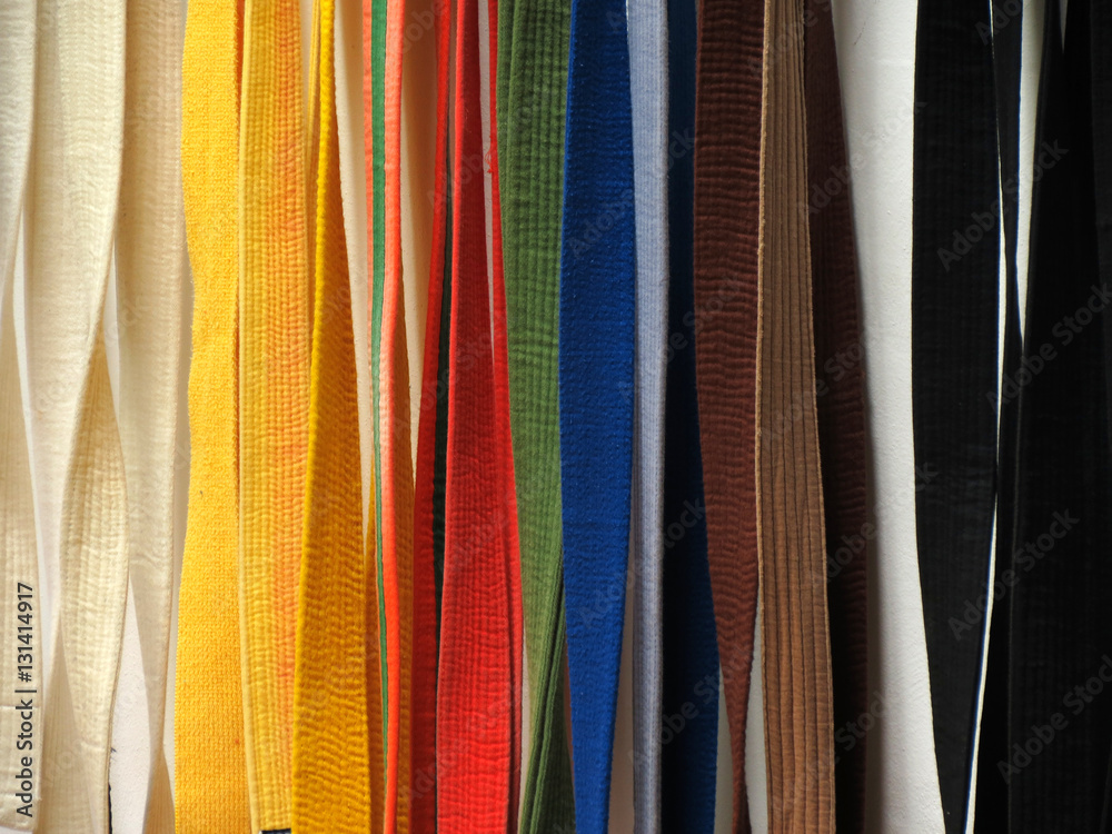 All judo belts hung