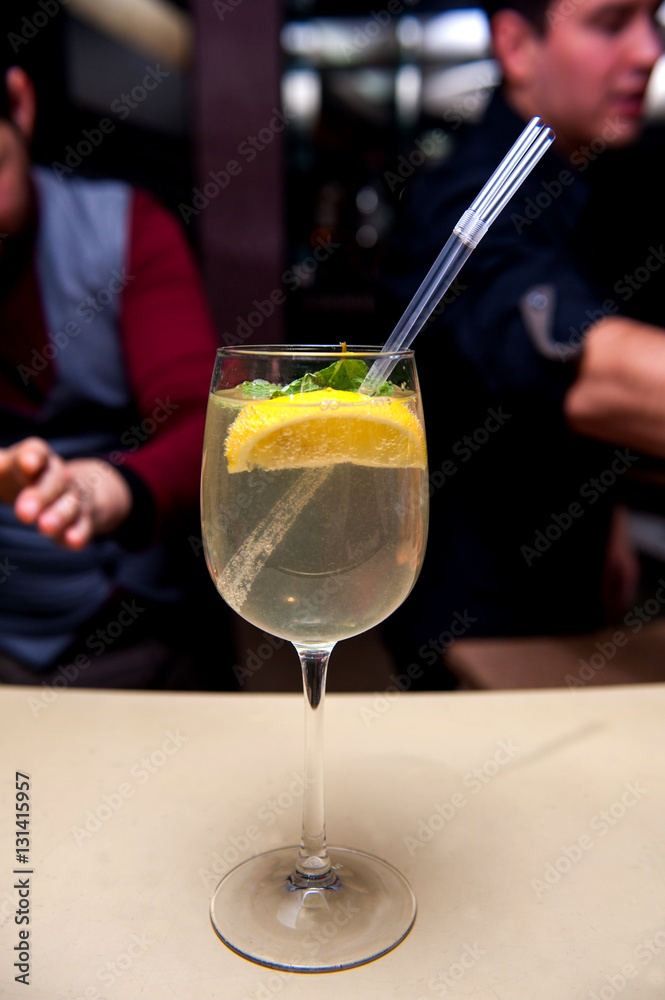 cocktail with lemon cocktail with lemon