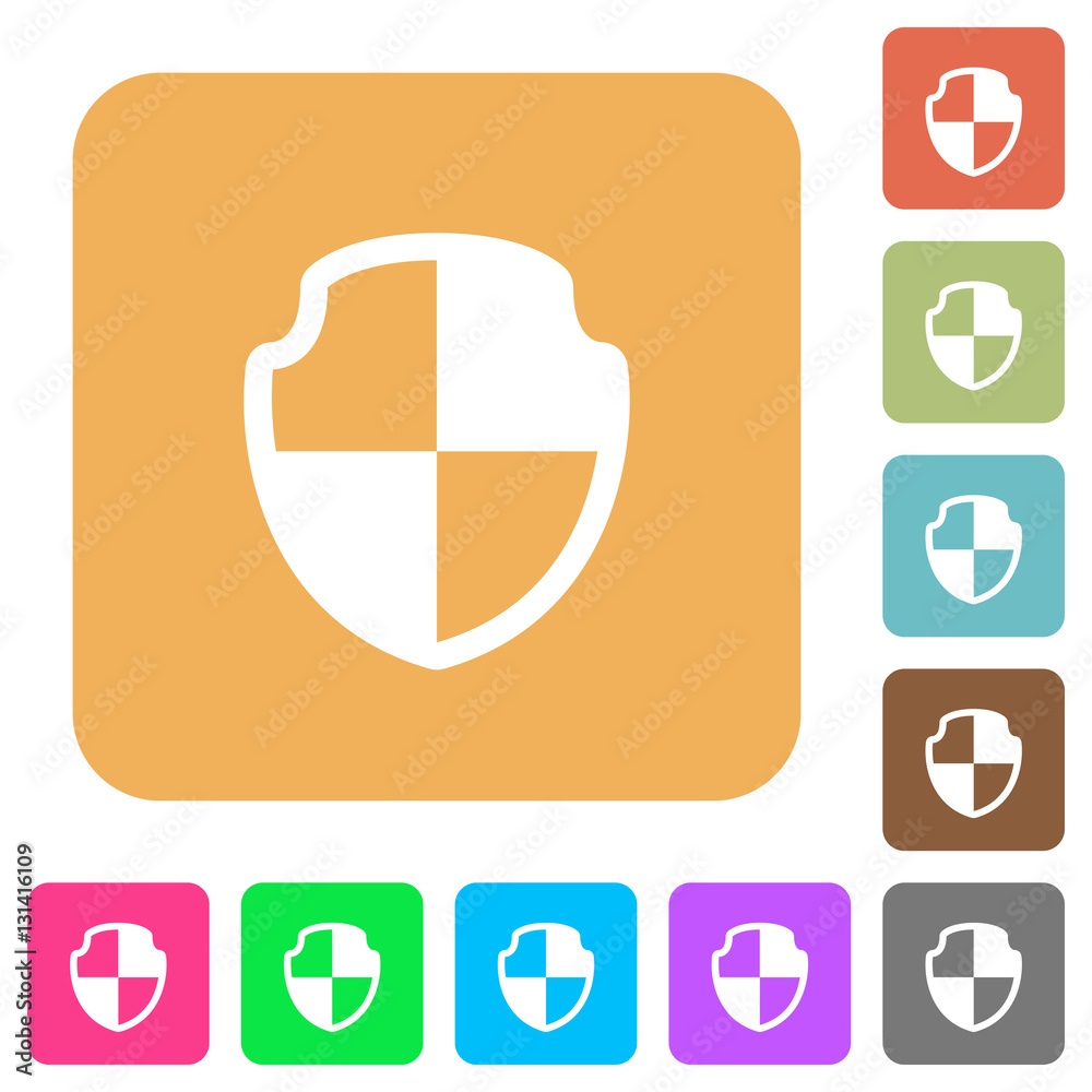 Shield rounded square flat icons