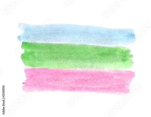 A fragment of the light blue, green and pink background painted with watercolors