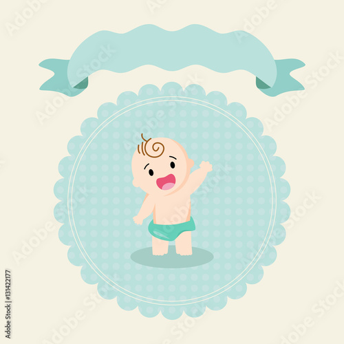 Smiling Baby Boy Vector With Banner