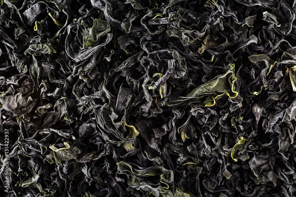 Japanese dried seaweed called wakame Japanese dried seaweed called wakame