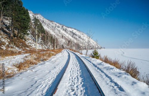Circum-Baikal railway in January