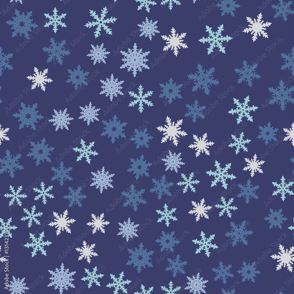 Hand Drawn Snowflakes Seamless Pattern for Wallpaper, Wrapping, Textile. 