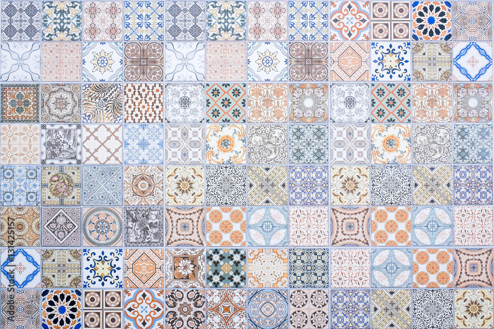Fototapeta Set of ceramic tiles patterns.