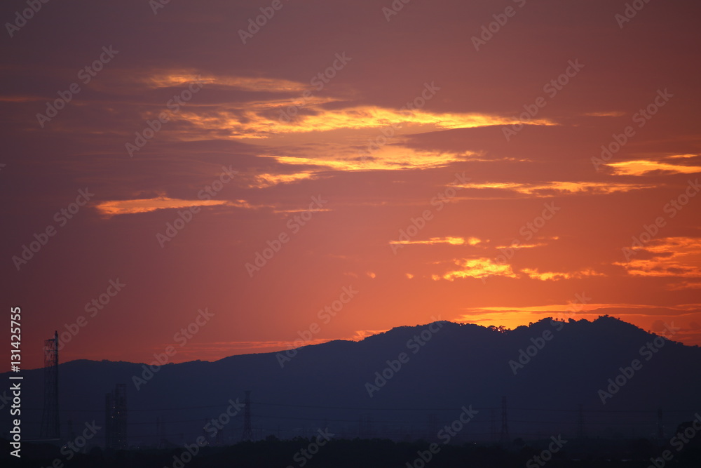 Obraz premium sunset and mountains