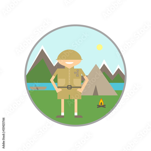 Summer vacation on the river. Camping, scouts, rafting, orientation
