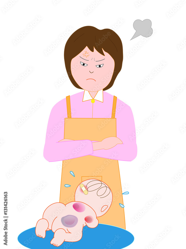 女性から虐待を受けている赤ちゃん 女性から虐待を受けている赤ちゃん