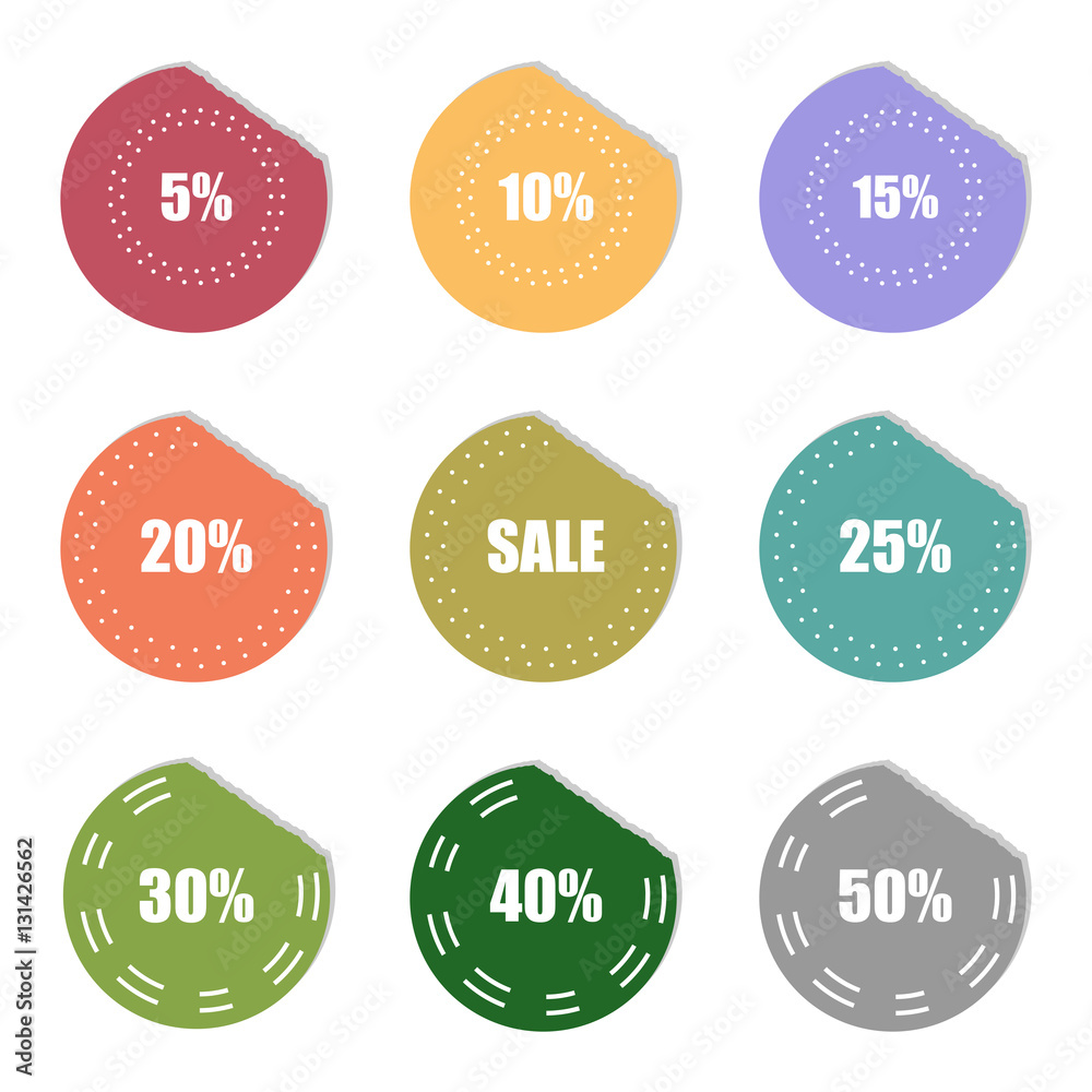 sale and percentage tear sticker label set,vector Illustration EPS10