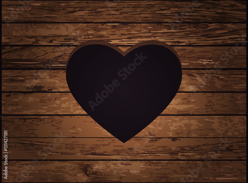 Heart in wood  vector