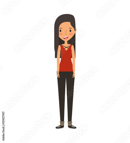 young woman avatar character vector illustration design