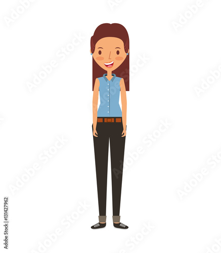 young woman avatar character vector illustration design