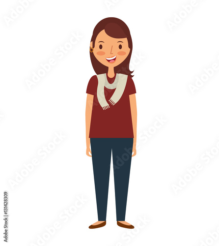 young woman avatar character vector illustration design