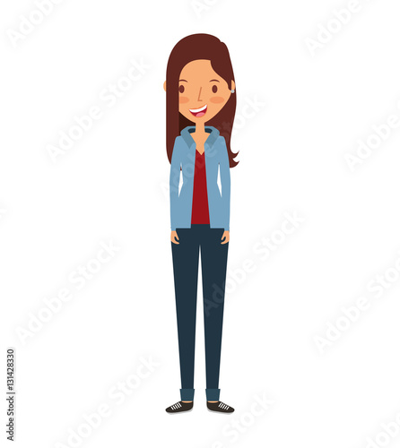 young woman avatar character vector illustration design