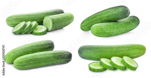 set of cucumber isolated on white background