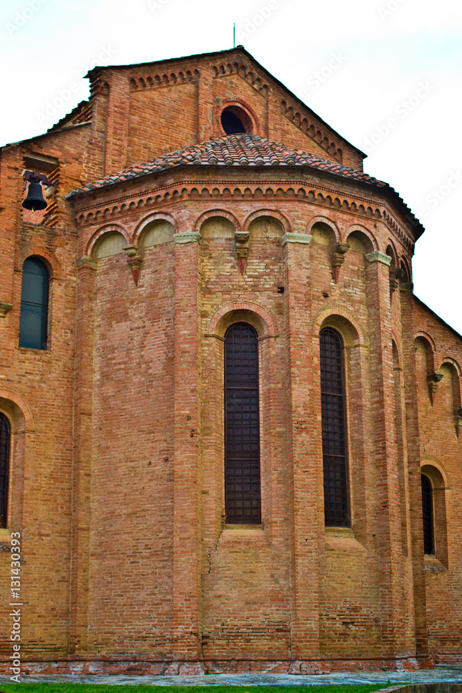Window of Romanesque brick church