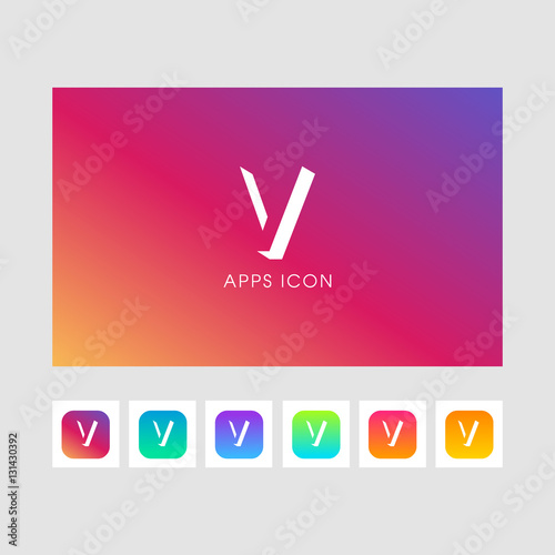 V shadow  letter logo. gold color and some other colors