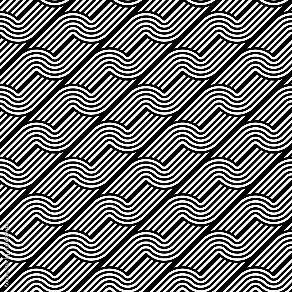 Design seamless monochrome waving pattern Design seamless monochrome waving pattern